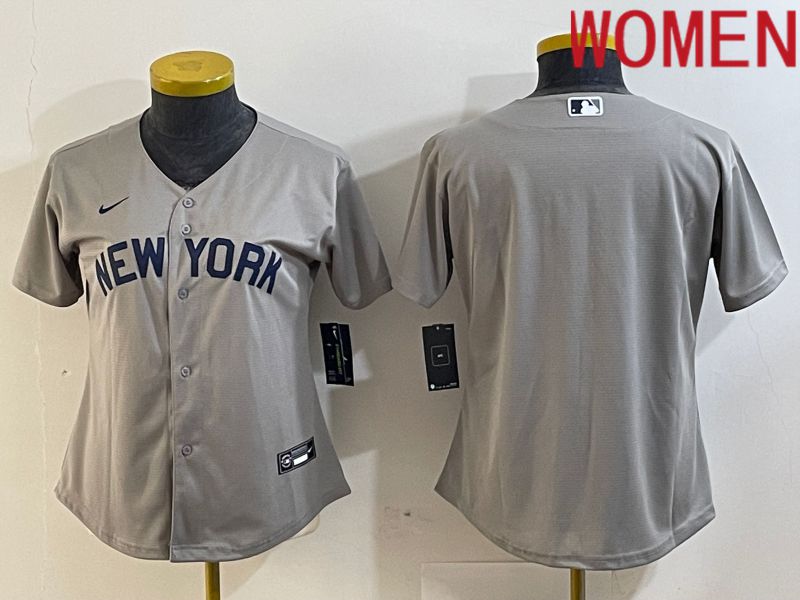 Women New York Yankees Blank Grey Nike Game 2024 MLB Jersey style 7->women mlb jersey->Women Jersey